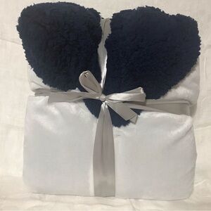 Cozy Navy and White Plush Robe